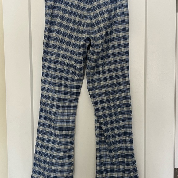 Vintage Cotton Check Flare Mid-Rise Blue White Made in Canada Pants 28 - Picture 7 of 13